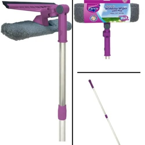 PAREX RACLETTE VITRE TELESCOPIQUE + MOP MICROFIBRE 2101