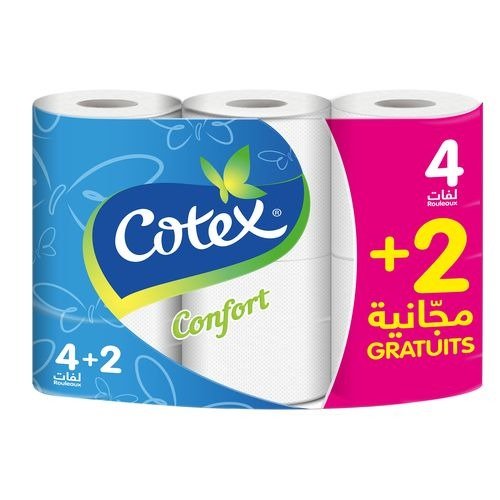 COTEX CONFORT PAPIER HYGIENIQUE 4+2 ROULEAUX GRATUITS