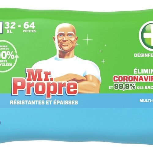 MR PROPRE 32 LINGETTES XL MULTI-USAGES ANTI BACTERIES