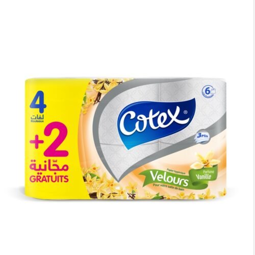 COTEX VELOURS PAPIER HYGIENIQUE PARFUMEE 4+2 VANILLE
