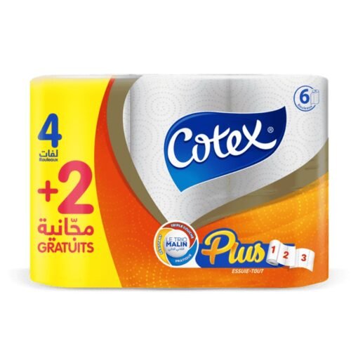 COTEX PLUS ESSUIE TOUT  4+2 ROULEAUX