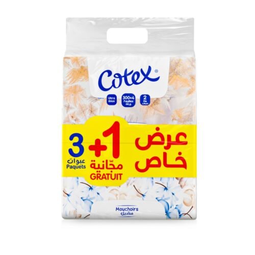 COTEX PAPIER MOUCHOIR ULTRA DOUX 150PCS 3+1 GRATUIT
