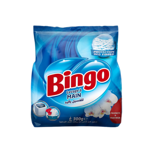 BINGO LESSIVE SACHET POUDRE 300GR A MAIN