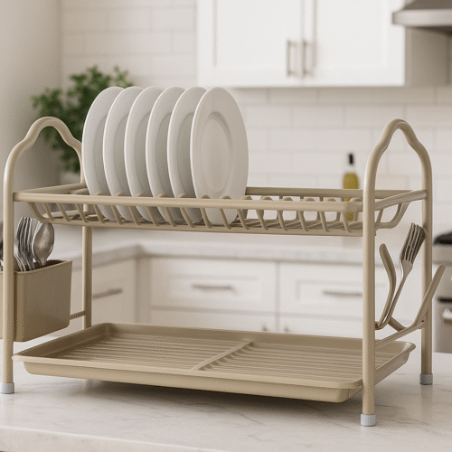 MBB EGOUTTOIR EN METAL 2 NIVEAUX 60.9X26.7X34.2CM BEIGE