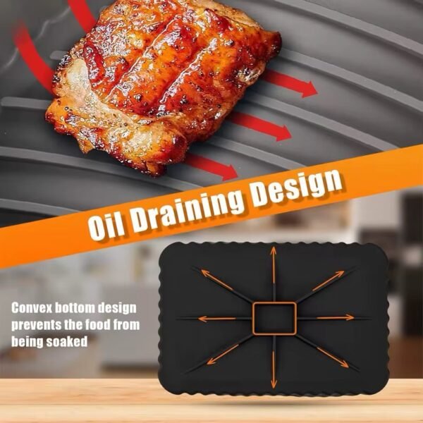 MOULE AIR FRYER RECTANGULAIRE EN SILICONE 20X13CM 300GR – Image 3