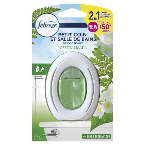 FEBREZE DESODORISANT COINS ET SALLE DE BAIN 7.5ML ROSEE MATIN