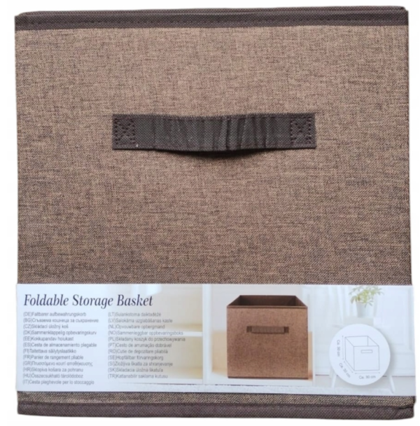 PANIER DE RANGEMENT PLIABLE 30X30X30CM MARRON – Image 2