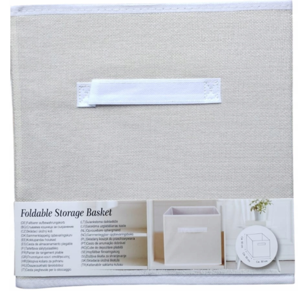 PANIER DE RANGEMENT PLIABLE 30X30X30CM BLANC