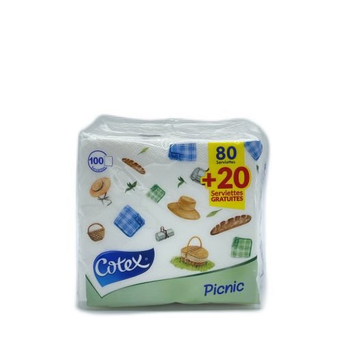 COTEX PICNIC SERVIETTE DE TABLE 80+20 FEUILLES