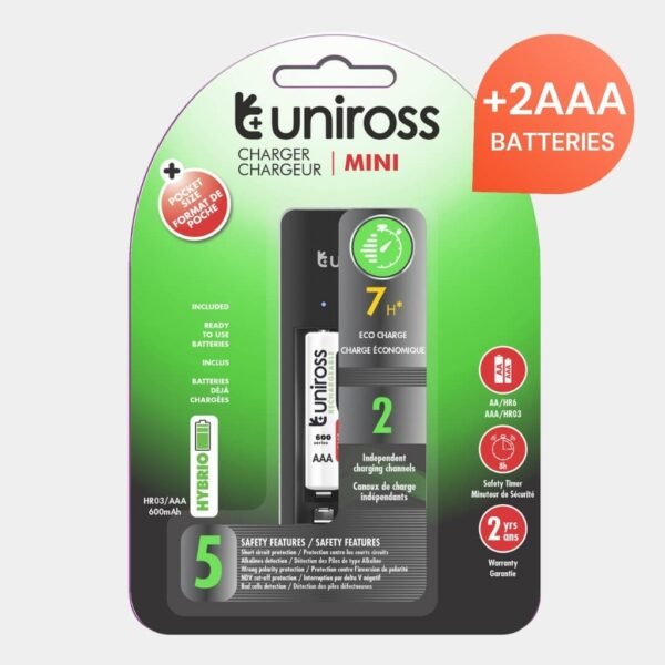 UNIROSS MINI CHARGEUR + 2 PILES AAA