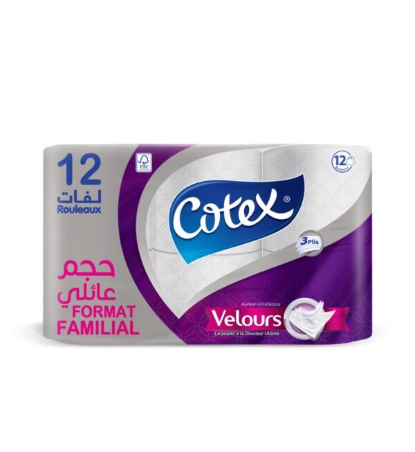 COTEX VELOURS PAPIER HYGIENIQUE X12