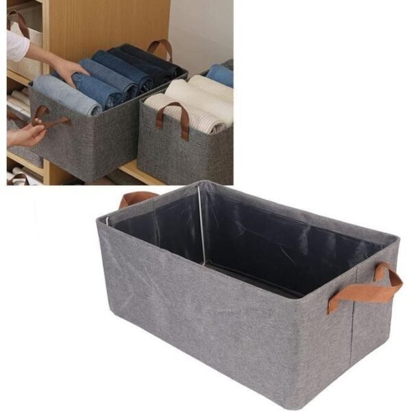PANIER DE RANGEMENT PLIABLE 47X27X18CM GRIS – Image 2