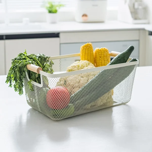 PANIER EN METAL RECTANGULAIRE 36X22X16CM BLANC – Image 2