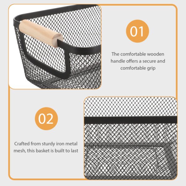 PANIER EN METAL RECTANGULAIRE 36X22X16CM NOIR – Image 2