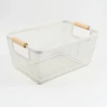 PANIER EN METAL RECTANGULAIRE 36X22X16CM BLANC