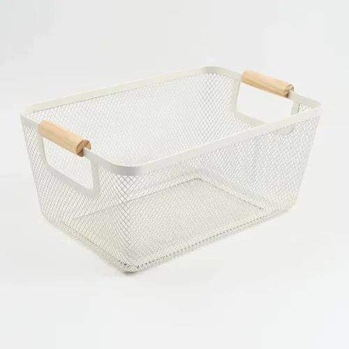 PANIER EN METAL RECTANGULAIRE 36X22X16CM BLANC