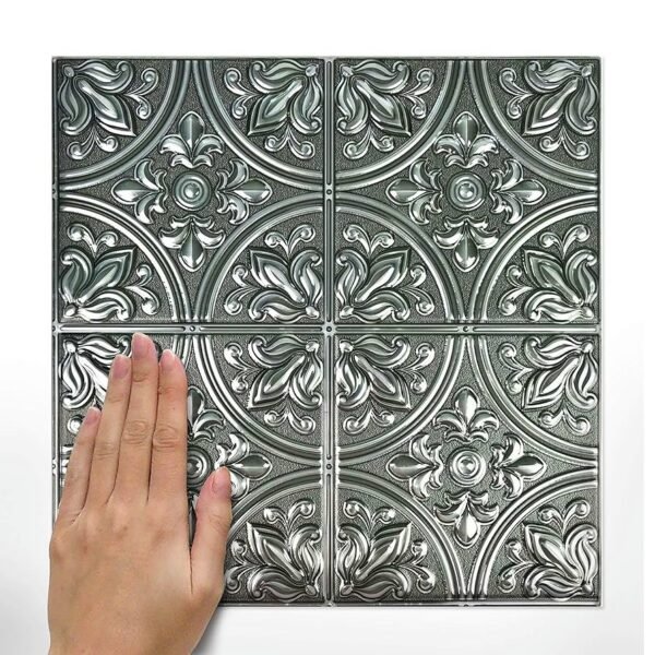 ATMOSPHERA ADHESIF DECORATIF 30X30CM X6 ARGENT 150546B – Image 2