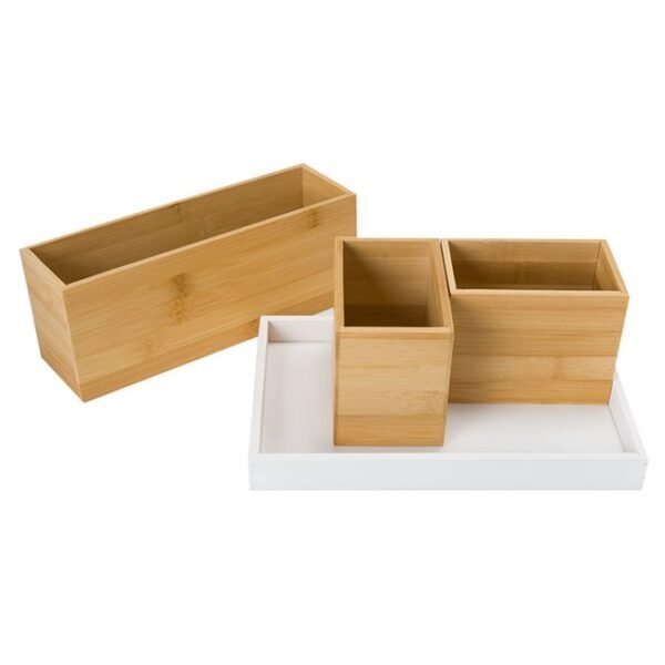5FIVE ORGANISATEUR EN BAMBOU X4 BLANC 174680A – Image 3