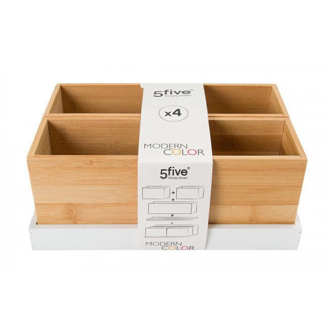 5FIVE ORGANISATEUR EN BAMBOU X4 BLANC 174680A