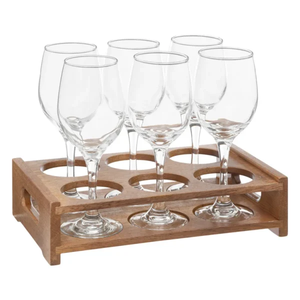 SECRET GURMET SET DE 6 VERRE BALLON + RACK EN MANGUIER 194806 – Image 2