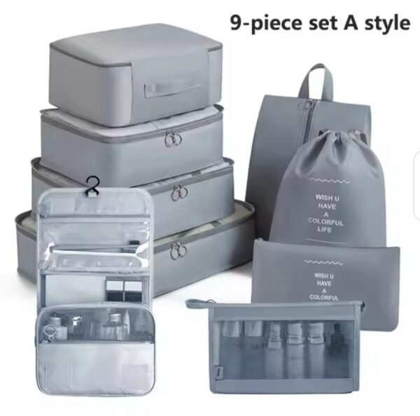 SET DE 8 SACS ORGANISATEUR DE VALISE + POCHETTE GRIS