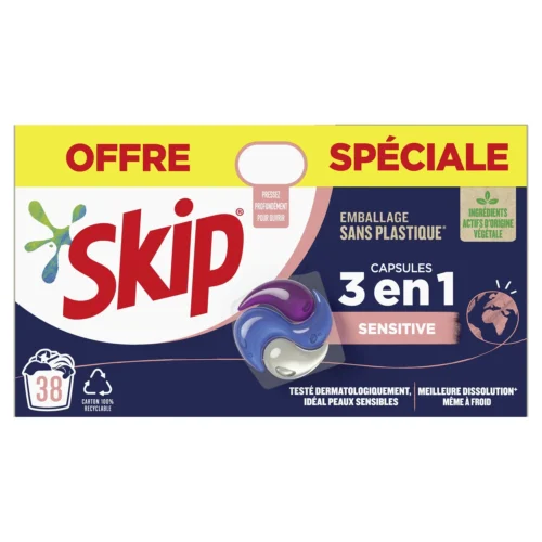 SKIP LESSIVE EN PODS 3EN1 X38 SENSITIVE