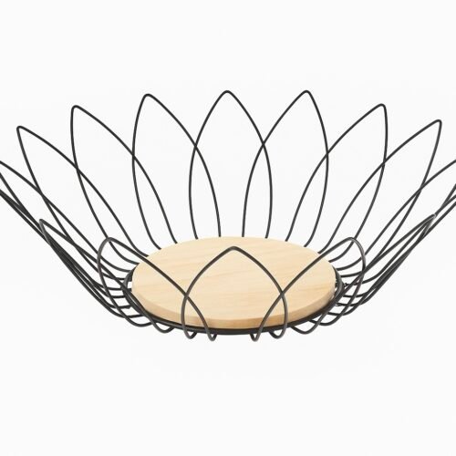 MBB CORBEILLE EN METAL & BOIS NOIR LOTUS