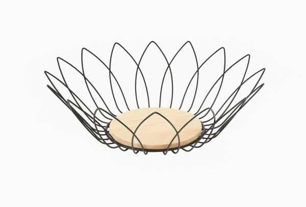 MBB CORBEILLE EN METAL & BOIS NOIR LOTUS