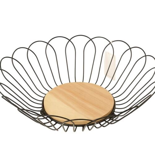 MBB CORBEILLE EN METAL & BOIS NOIR X19