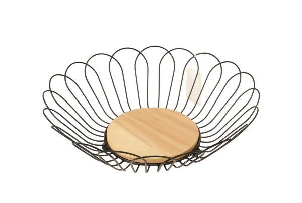 MBB CORBEILLE EN METAL & BOIS NOIR X19
