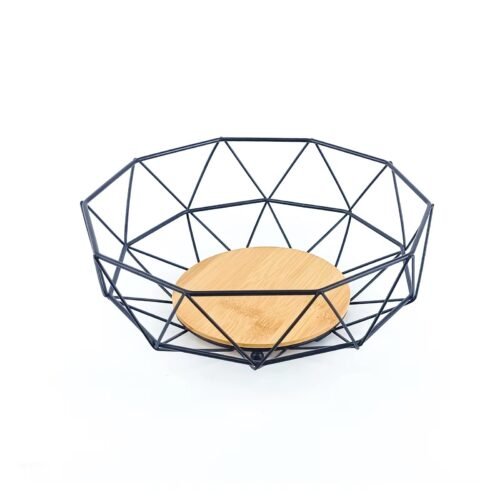 MBB CORBEILLE EN METAL & BOIS NOIR TRIANGLE