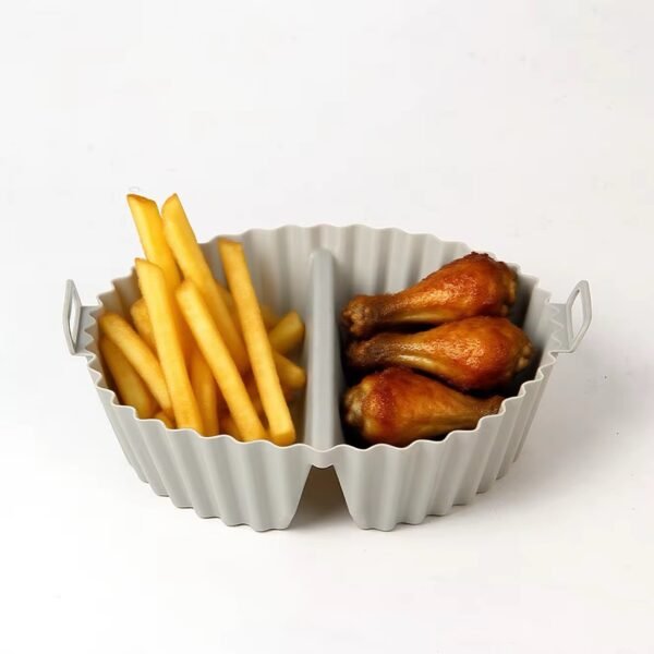 MOULE AIR FRYER ROND 2 COMPARTIMENTS EN SILICONE 20CM 300GR – Image 3