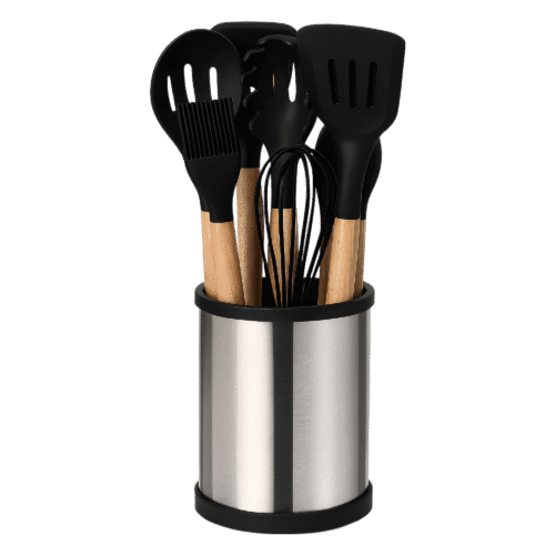 SET DE 11 USTENSILES DE CUISINE + POT ROTATIF NOIR