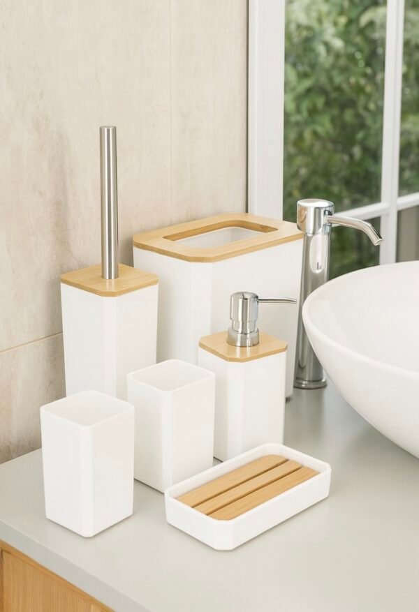 BATHLUX ENSEMBLE SDB BAMBOU 6PCS 71599 BLANC