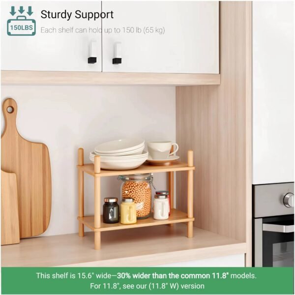 ETAGERE EN BAMBOU 2 NIVEAUX 39.5X21X31CM T-B2 – Image 3