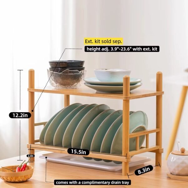 EGOUTTOIR EN BAMBOU 2 NIVEAUX 39.5X21X30CM T-W2 – Image 2
