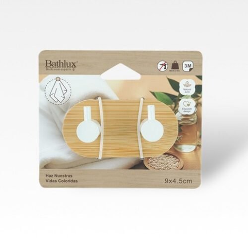 BATHLUX CROCHET ADHESIF 2 TETES BAMBOU 30584 BLANC