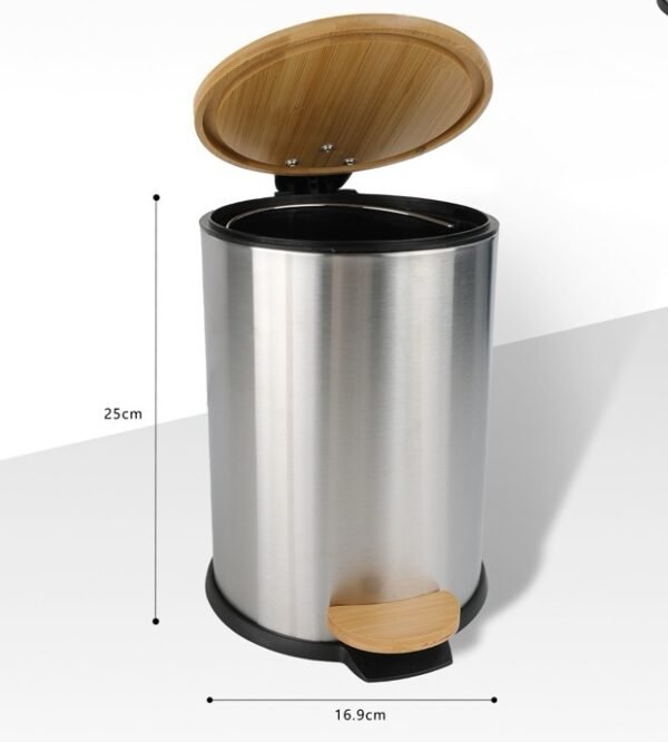 BATHLUX POUBELLE RONDE EN INOX & BAMBOU 3L 71741 – Image 2