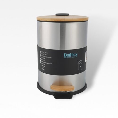 BATHLUX POUBELLE RONDE EN INOX & BAMBOU 3L 71741