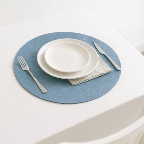 SET DE TABLE ROND AVEC MOTIF 38CM BLEU