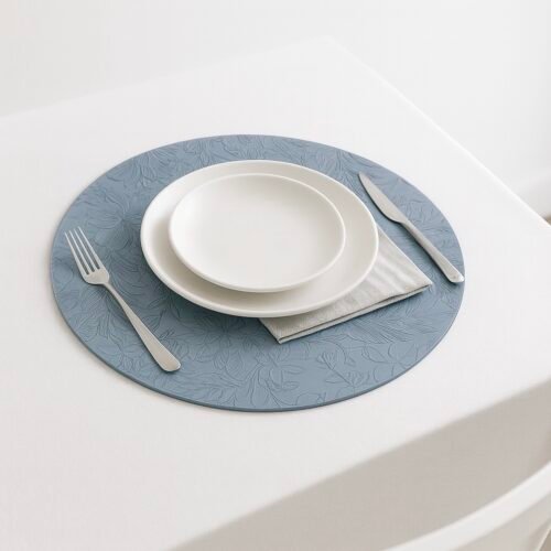 SET DE TABLE ROND AVEC MOTIF 38CM GRIS