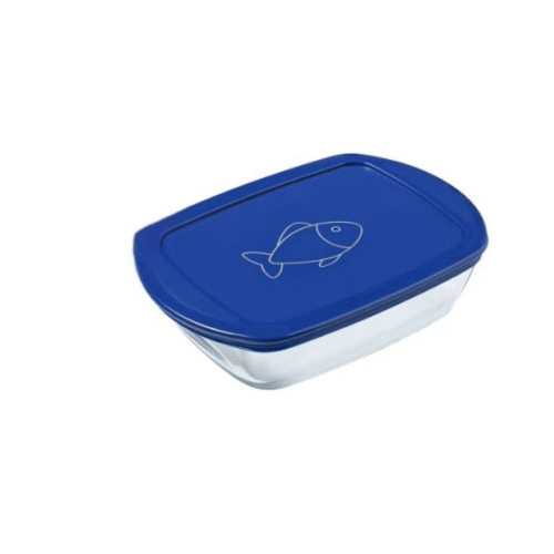 PYREX PLAT A FOUR AVEC COUVERCLE 1.2L 23X15X7CM BLEU