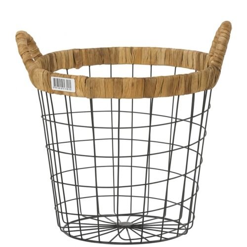 ALPHA PANIERS A LINGE EN METAL & OSIER 28X25CM