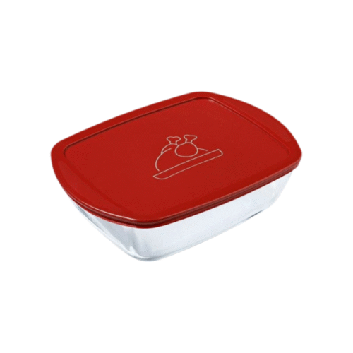 PYREX PLAT A FOUR AVEC COUVERCLE 2.5L 28X20X8CM ROUGE