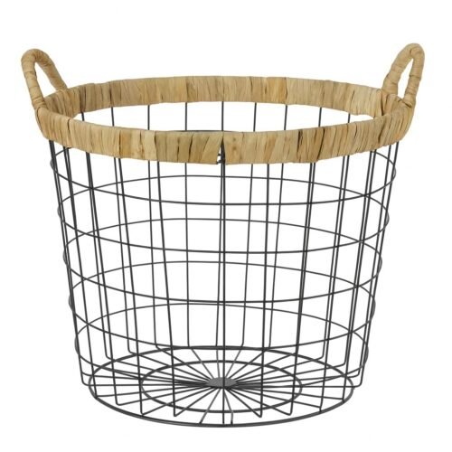 ALPHA PANIER A LINGE EN METAL & OSIER 32X28CM
