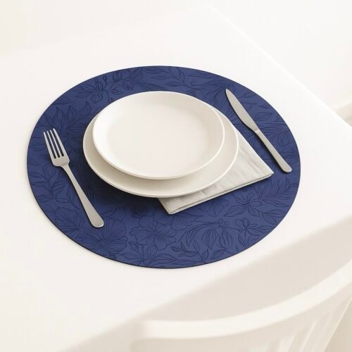 SET DE TABLE ROND AVEC MOTIF 38CM BLEU NUIT