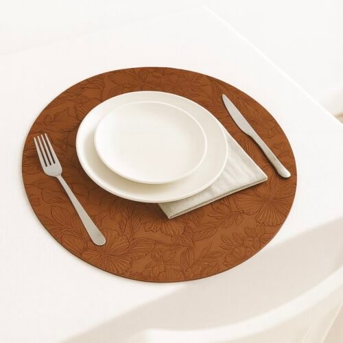 SET DE TABLE ROND AVEC MOTIF 38CM MARRON