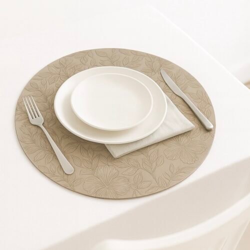 SET DE TABLE ROND AVEC MOTIF 38CM BEIGE