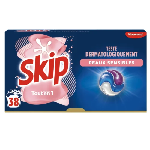 SKIP PODS LESSIVE X38 PEAUX SENSIBLES