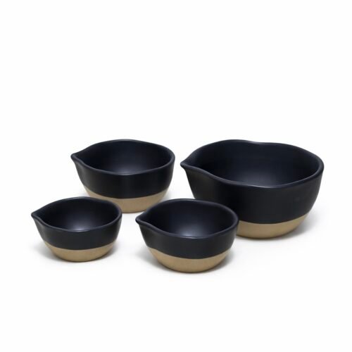 AC SET DE 4 RAMEQUINS EN CERAMIQUE NOIR SBU-BLST